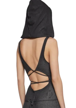 DARKER WAVS Dresses*Chord Hooded Cut Out Dress