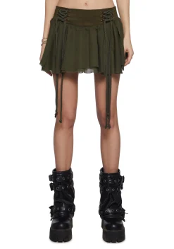 DARKER WAVS Bottoms|Skirts*Chord Lace-Up Mini Skirt