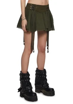 DARKER WAVS Bottoms|Skirts*Chord Lace-Up Mini Skirt