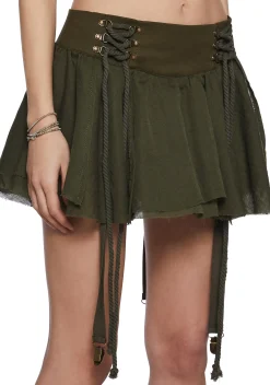 DARKER WAVS Bottoms|Skirts*Chord Lace-Up Mini Skirt