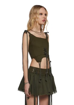 DARKER WAVS Bottoms|Skirts*Chord Lace-Up Mini Skirt