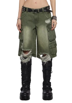 DARKER WAVS Bottoms|Shorts*Chord Shredded Cargo Shorts