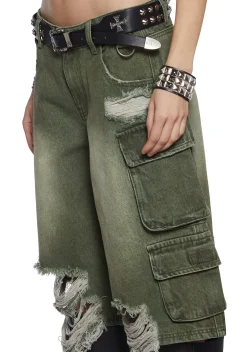 DARKER WAVS Bottoms|Shorts*Chord Shredded Cargo Shorts
