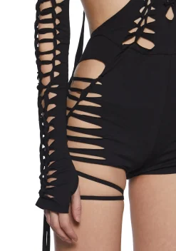 DARKER WAVS Jumpsuits & Rompers*Chord Shredded Romper With Shrug - Black