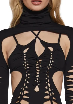 DARKER WAVS Jumpsuits & Rompers*Chord Shredded Romper With Shrug - Black