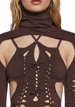 DARKER WAVS Jumpsuits & Rompers*Chord Shredded Romper With Shrug - Brown