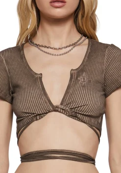 DARKER WAVS Tops*Chord Twist Wrap Top
