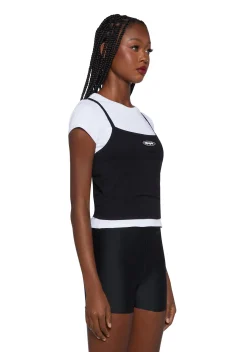 Dolls Kill x Clueless Tops*Chronically Crushed 2-In-1 Top