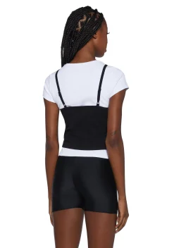 Dolls Kill x Clueless Tops*Chronically Crushed 2-In-1 Top