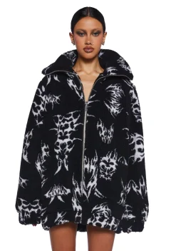 Club Exx Outerwear|Plus*Ciphered Up Sherpa Jacket - Black