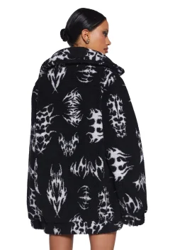 Club Exx Outerwear|Plus*Ciphered Up Sherpa Jacket - Black