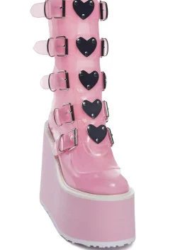 Demonia Boots|Platforms*Clear Baby Pink Lovesick Trinity Boots