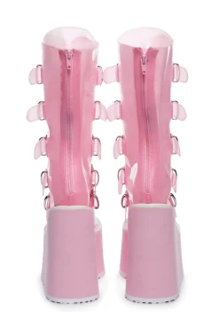 Demonia Boots|Platforms*Clear Baby Pink Lovesick Trinity Boots