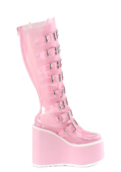 Demonia Boots|Platforms*Clear Baby Pink Trinity Boots