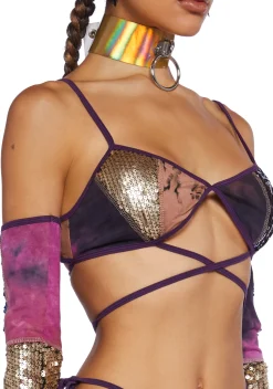 Club Exx Tops*Clear Curiosity Bra Top And Arm Warmers Set