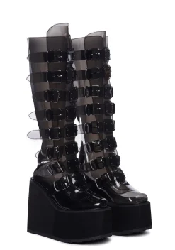 Demonia Boots|Platforms*Clear Smoke Trinity Boots