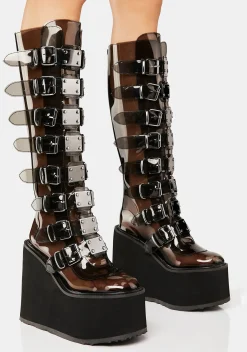 Demonia Boots|Platforms*Clear Smoke Trinity Boots