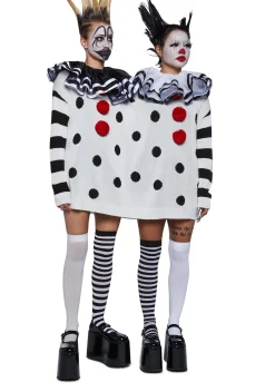 Trickz N' Treatz Tops*Clown Trouble Knit Sweater Set - Black/White