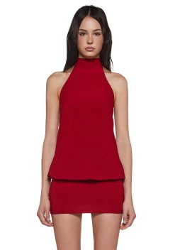 x_Blue Blush Dresses*Club Moves Halter Dress - Red