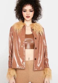 x_ Half Heart Outerwear*Coffee Like Your Style Vinyl Jacket