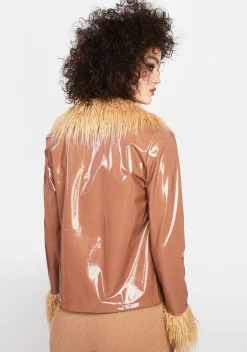 x_ Half Heart Outerwear*Coffee Like Your Style Vinyl Jacket