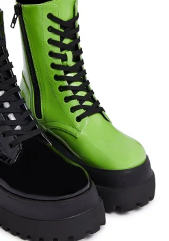 Trickz N' Treatz Boots*Color Me Haunted Mismatched Boots - Black/Green