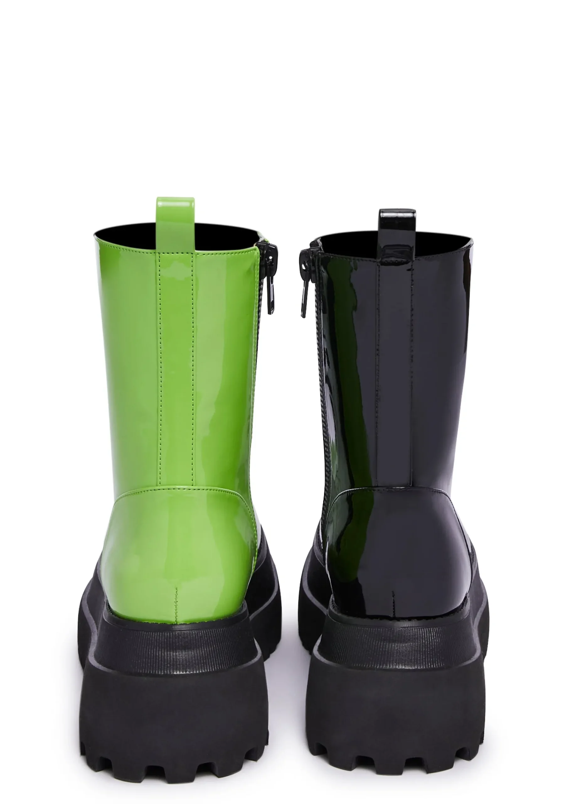 Trickz N' Treatz Boots*Color Me Haunted Mismatched Boots - Black/Green