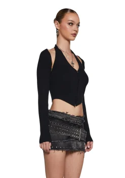 x_Blue Blush Tops*Commanding Presence Top And Shrug Set