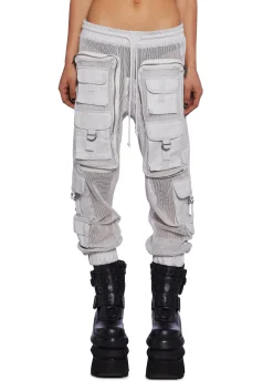 Club Exx Bottoms*Complex Nights Fishnet Cargo Pants - Gray