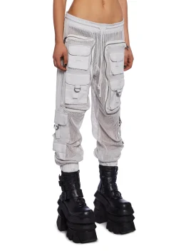 Club Exx Bottoms*Complex Nights Fishnet Cargo Pants - Gray