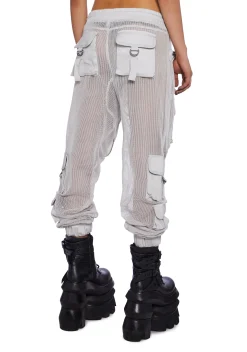 Club Exx Bottoms*Complex Nights Fishnet Cargo Pants - Gray