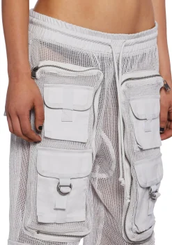 Club Exx Bottoms*Complex Nights Fishnet Cargo Pants - Gray