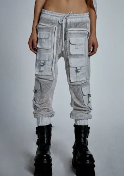 Club Exx Bottoms*Complex Nights Fishnet Cargo Pants - Gray
