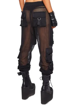 Club Exx Bottoms|Pants*Complex Nights Fishnet Cargo Pants - Black