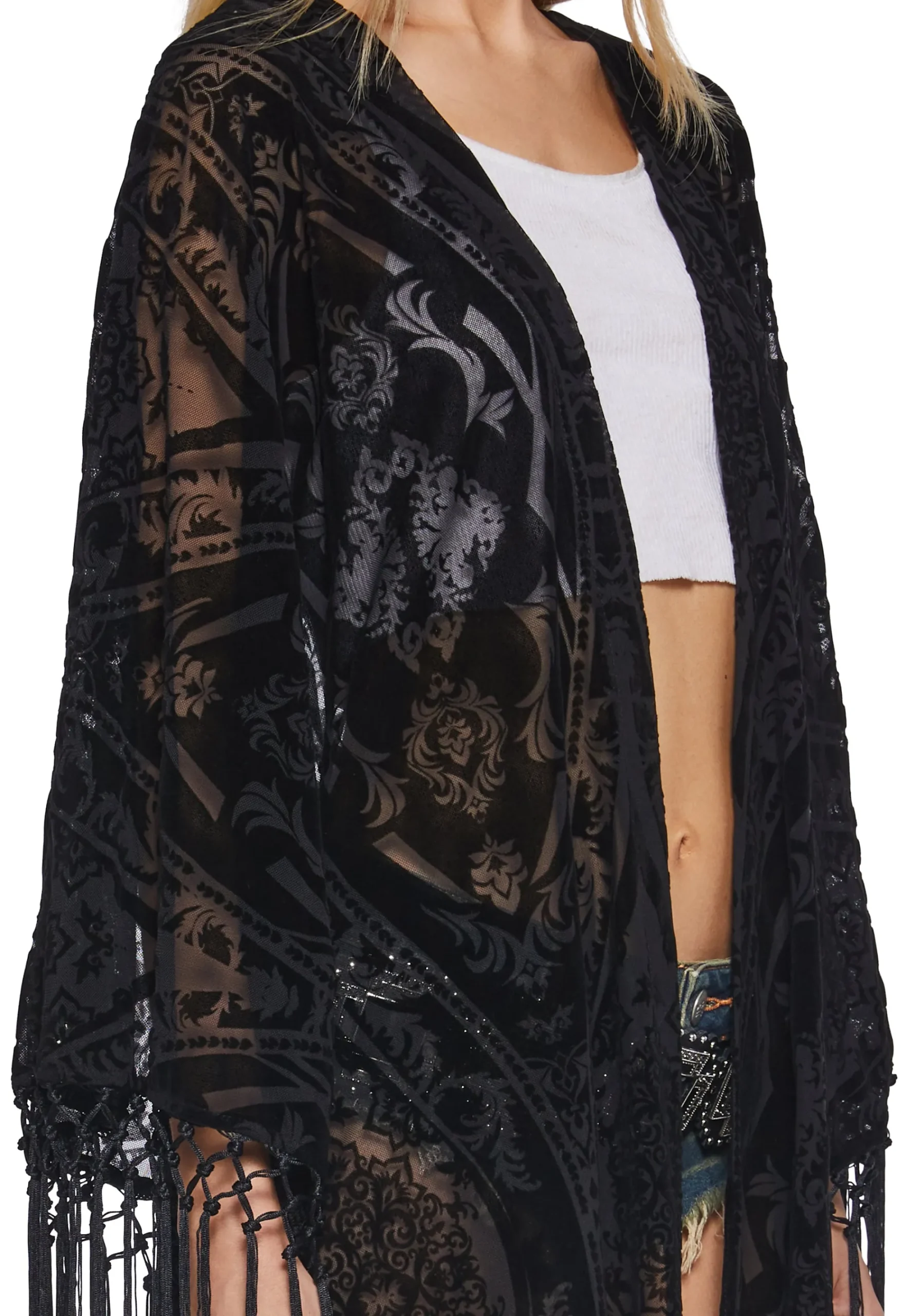 x_Dolls Kill Outerwear*Cool Vibes Flocked Kimono
