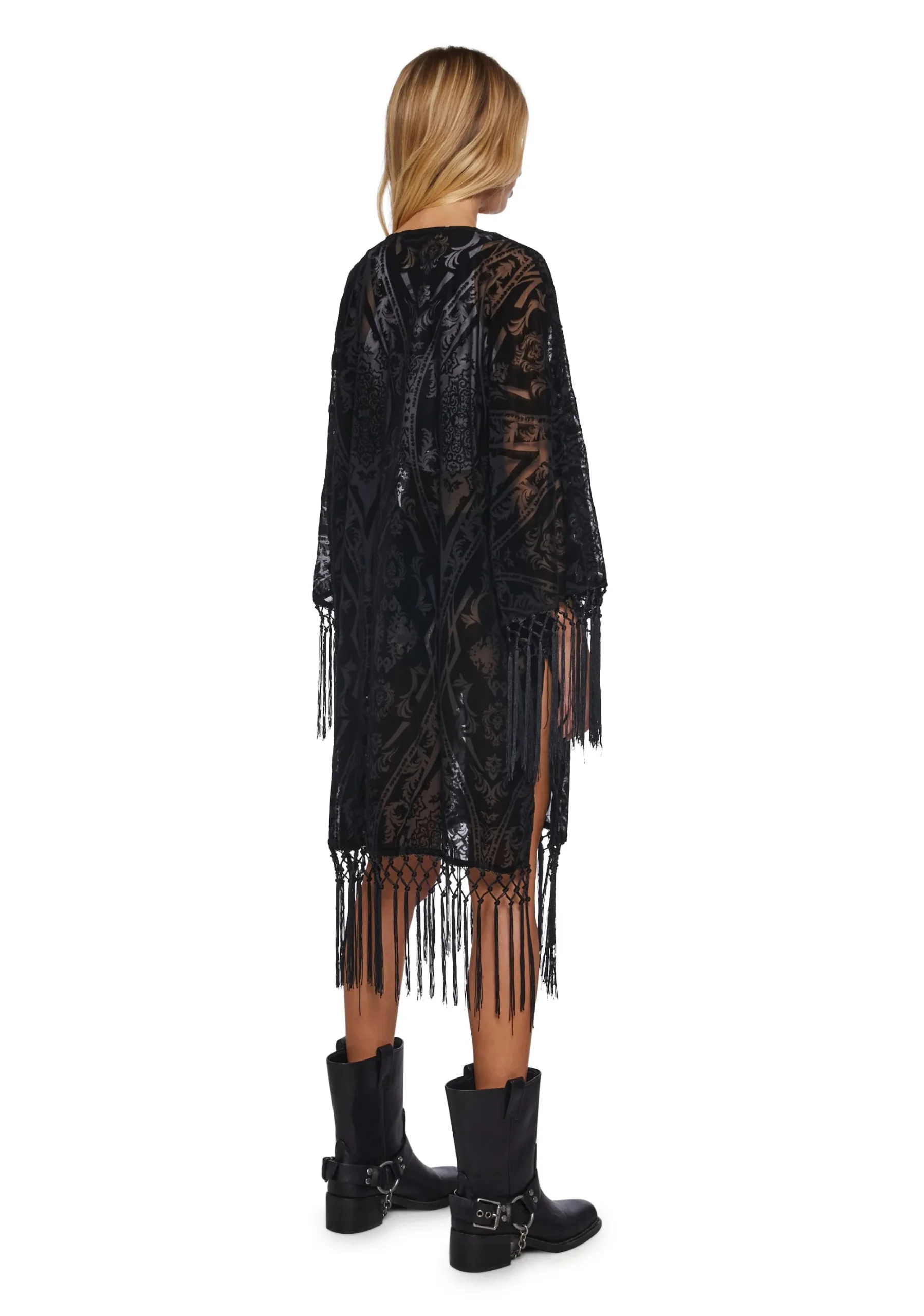 x_Dolls Kill Outerwear*Cool Vibes Flocked Kimono