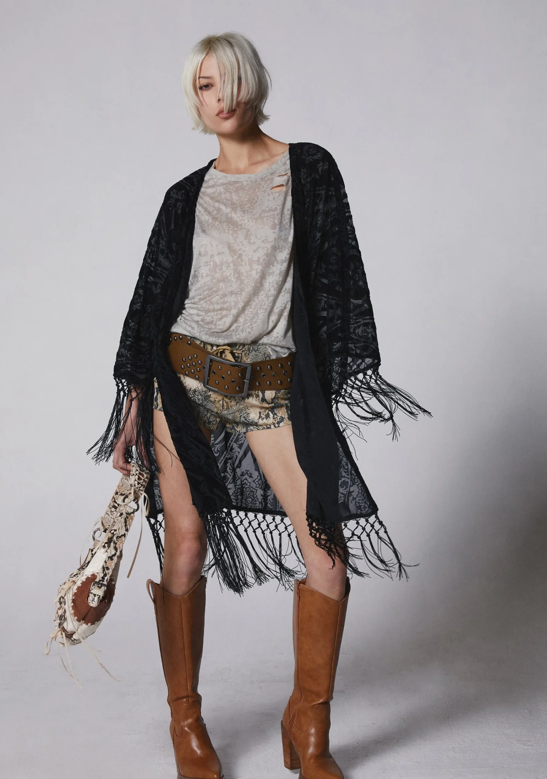 x_Dolls Kill Outerwear*Cool Vibes Flocked Kimono