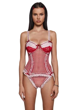 Sugar Thrillz Lingerie*Country Romance Gingham Teddy