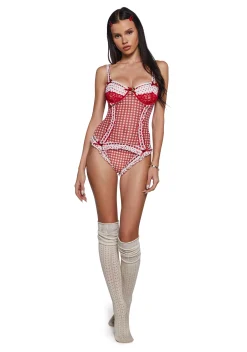 Sugar Thrillz Lingerie*Country Romance Gingham Teddy