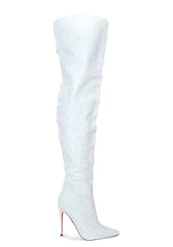 Pleaser Boots*Courtly-3015 Glitter Thigh High Boots
