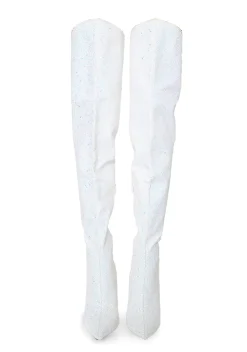 Pleaser Boots*Courtly-3015 Glitter Thigh High Boots