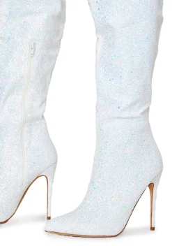 Pleaser Boots*Courtly-3015 Glitter Thigh High Boots