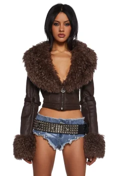 Generation Kiss Outerwear|Plus*Covet Moto Jacket - Brown
