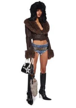 Generation Kiss Outerwear|Plus*Covet Moto Jacket - Brown