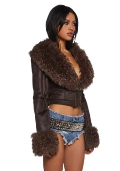 Generation Kiss Outerwear|Plus*Covet Moto Jacket - Brown