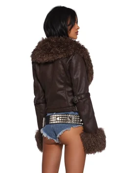 Generation Kiss Outerwear|Plus*Covet Moto Jacket - Brown