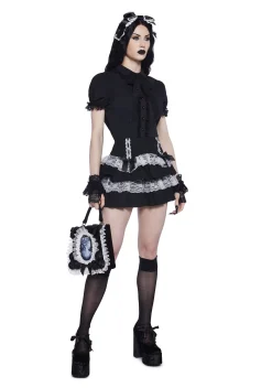 Widow Tops*Coveted Darling Poplin Blouse - Black