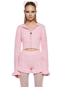 Sugar Thrillz Sweatshirts & Hoodies|Tops*Cozy Snowfall Knit Zip-Up Hoodie
