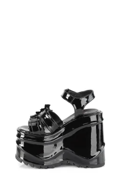 Demonia Platforms|Sandals*Creature Of Hell Patent Platform Sandals