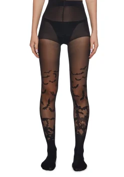 x_Leg Avenue Socks & Tights*Creep It Real Sheer Bat Tights